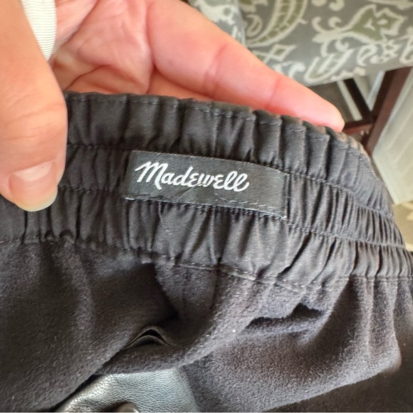 Madewell High-Rise Straight Leg Vegan Leather Track Trouser Pants Elastic Waist - Picture 8 of 10